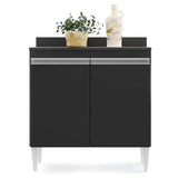 Armário De Cozinha Modulado De Canto 8 Peças Cp27 Com Pia Inox Preto