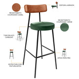 Banqueta Alta Bar Cozinha Sala De Jantar Milão L02 Couríssimo Camel Facto Verde