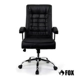 Cadeira De Escritório Presidente Fox Base Cromada Com Rodinha Molas Ensacadas Preta