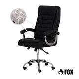 Cadeira De Escritório Presidente Fox Base Cromada Com Rodinha Molas Ensacadas Preta