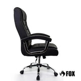 Cadeira De Escritório Presidente Fox Base Cromada Com Rodinha Molas Ensacadas Preta