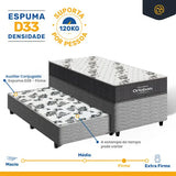 Cama Box + Colchão Ortobom De Espuma D33 Airtech 100 + Auxiliar De Espuma Unique Solteiro 88 Cm