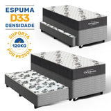 Cama Box + Colchão Ortobom De Espuma D33 Airtech 100 + Auxiliar De Espuma Unique Solteiro 88 Cm