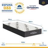 Cama Box + Colchão Ortobom De Espuma D33 Airtech 100 + Auxiliar De Espuma Unique Solteiro 88 Cm