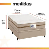 Cama Box Baú Casal Colchão Molas Flora Bege 138x188x60cm