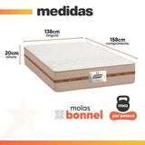 Cama Box Baú Casal Colchão Molas Flora Bege 138x188x60cm