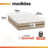 Cama Box Baú Casal Colchão Molas Flora Bege 138x188x60cm