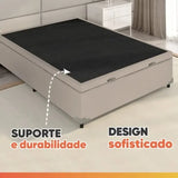 Cama Box Baú Casal Colchão Molas Flora Bege 138x188x60cm