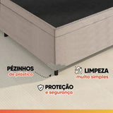 Cama Box Baú Casal Colchão Molas Flora Bege 138x188x60cm