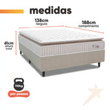 Cama Box Colchão Casal Molas Ensacadas City Pillow Top 138x188x61cm Branco / Bege Hellen - Suporta Até 110kg Por Pessoa
