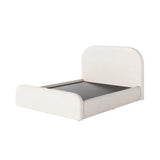 Cama Estofada Casal 1.40 Valentina em Linho Off white com Cabeceira Moderna