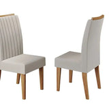 Conjunto Canto Baú Com Mesa De Jantar Retangular 120x80cm De Vidro E 2 Cadeiras Casa Moderna Bege/mel/off White/marfim