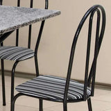 Conjunto De Mesa Com 4 Cadeiras Thais Craqueado Preto Listrado Branco E Preto