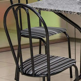 Conjunto De Mesa Com 4 Cadeiras Thais Craqueado Preto Listrado Branco E Preto