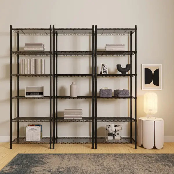 Estante de Metal Aço com 6 Prateleiras Preta Line Aramada 180x60x35cm 300kg