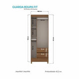 Guarda Roupa 3 Portas 2 Gavetas Com Pés Marrom/jequitibá Jequitibá
