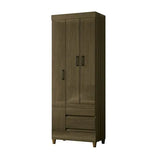 Guarda Roupa 3 Portas 2 Gavetas Com Pés Marrom/jequitibá Jequitibá