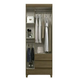 Guarda Roupa 3 Portas 2 Gavetas Com Pés Marrom/jequitibá Jequitibá