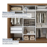 Guarda Roupa Casal Premium Liv 4 Portas De Correr E 4 Gavetas 279,3cm Yescasa Marrom/carvalho Carvalho