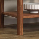 Mesa De Cabeceira 2 Gavetas Madeira Apoana Castanho Corrediças Telescópicas