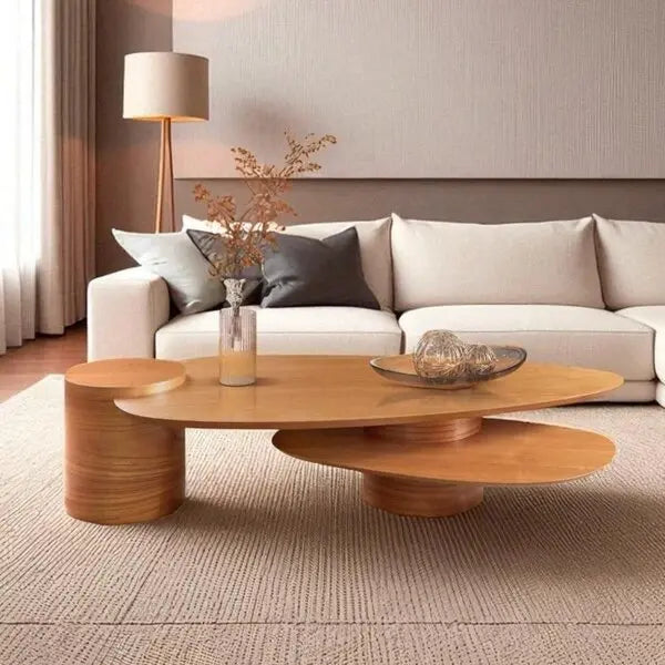 Mesa De Centro Para Sala De Estar Pétala 100% Mdf Cinamomo