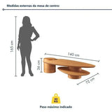 Mesa De Centro Para Sala De Estar Pétala 100% Mdf Cinamomo