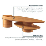Mesa De Centro Para Sala De Estar Pétala 100% Mdf Cinamomo