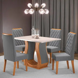 Mesa De Jantar 4 Lugares Los Angeles Mel/blonde/veludo Cinza - Paraná Móveis