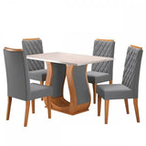 Mesa De Jantar 4 Lugares Los Angeles Mel/blonde/veludo Cinza - Paraná Móveis
