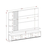 Painel Ripado Para Tv Até 65 Polegadas Com Led 3 Portas 167,5x200cm Atena Bege Fendi/naturale
