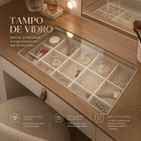 Penteadeira Camarim Com Espelho França Yescasa Bege/off White/freijó Off White/freijó