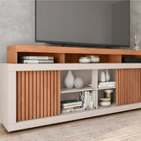 Rack Para Tv Até 75 Polegadas Mdf 180cm Frisos Decorativos Valença Bege Freijó/off White