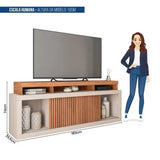 Rack Para Tv Até 75 Polegadas Mdf 180cm Frisos Decorativos Valença Bege Freijó/off White