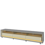 Rack Para Tv Até 85 Polegadas Com Led 100% Mdf 211,4cm Rodízios Requinte Yescasa Cinza Cinza/off White