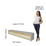 Rack Para Tv Até 85 Polegadas Com Led 100% Mdf 211,4cm Rodízios Requinte Yescasa Cinza Cinza/off White