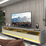 Rack Para Tv Até 85 Polegadas Com Led 100% Mdf 211,4cm Rodízios Requinte Yescasa Cinza Cinza/off White