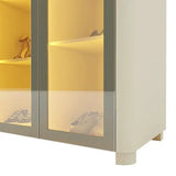 Sapateira 2 Portas Com Pés E Led 100% Mdf Bege/off White Off White